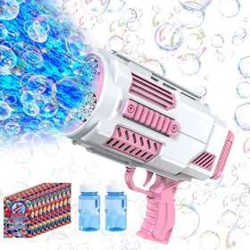 BOMOCO bubble gun with bubbles for outdoor fun and play