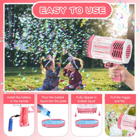 The lights illuminate nighttime bubble shows for magical backyard gatherings.