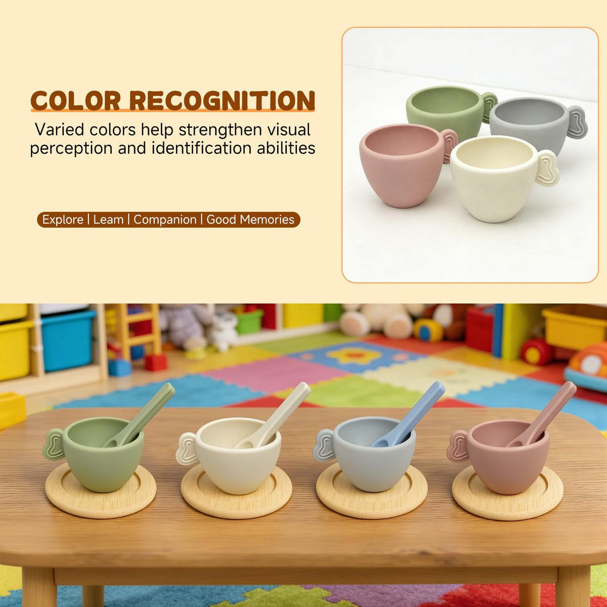 BOMOKS wooden tea set coasters image provides coordinated tea party accessory.