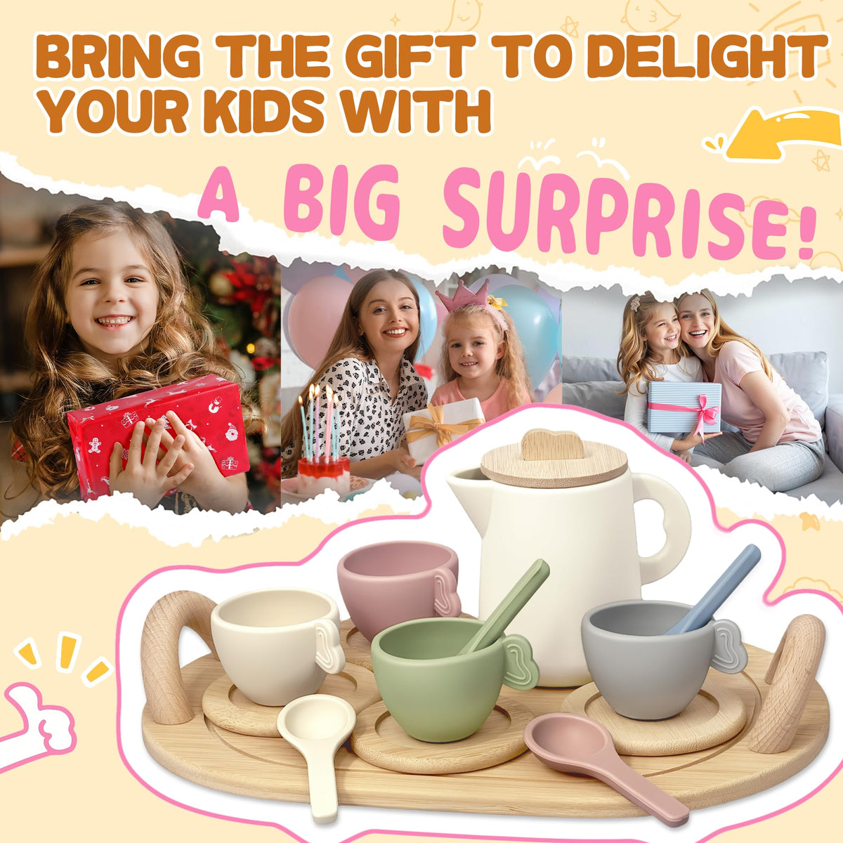 BOMOKS pretend play kitchen image encourages social role play.