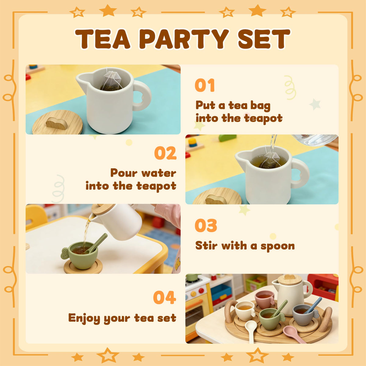 BOMOKS wooden tea set tray image displays sturdy serving surface.