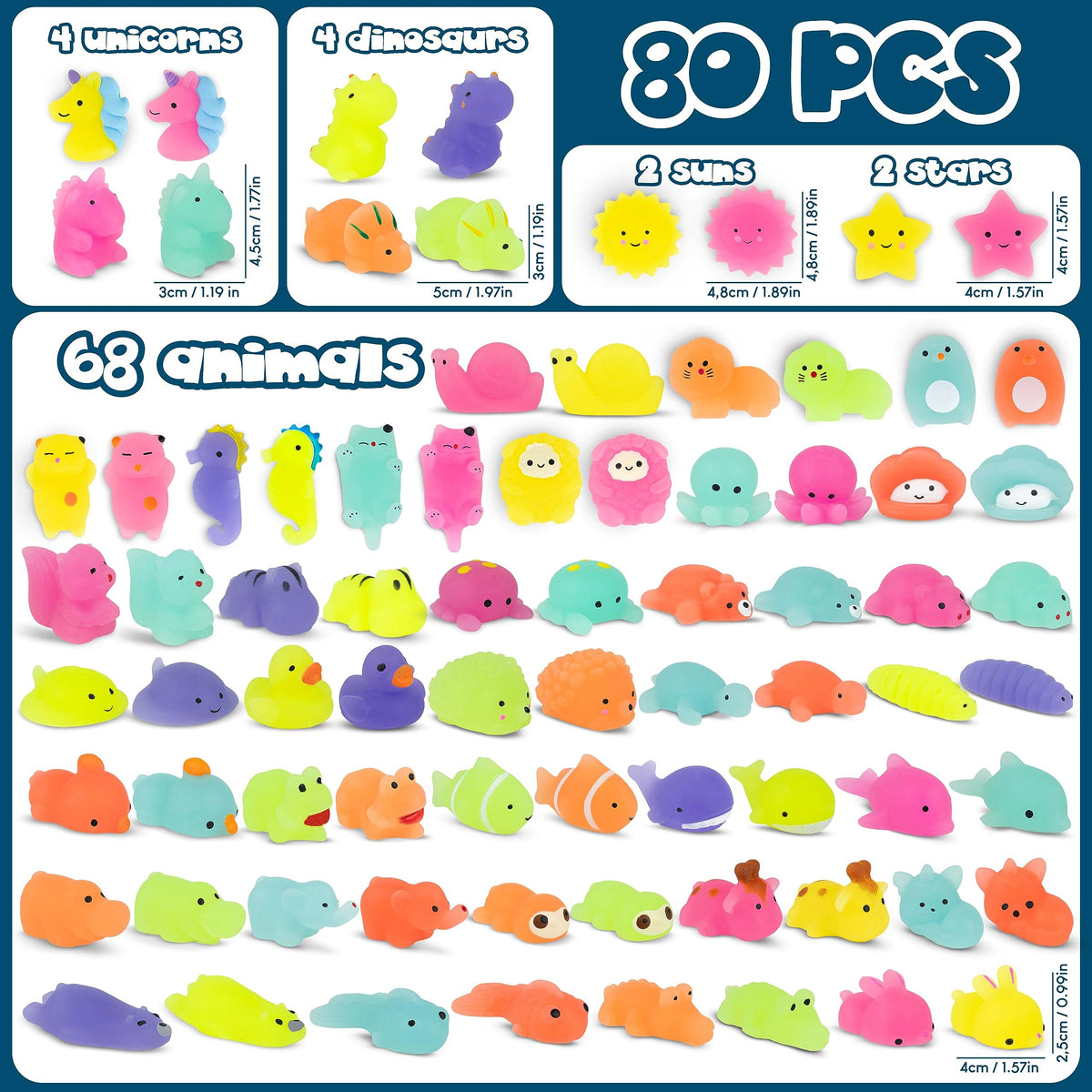 BONNYCO squishy party favors packed in opaque bags for surprises.