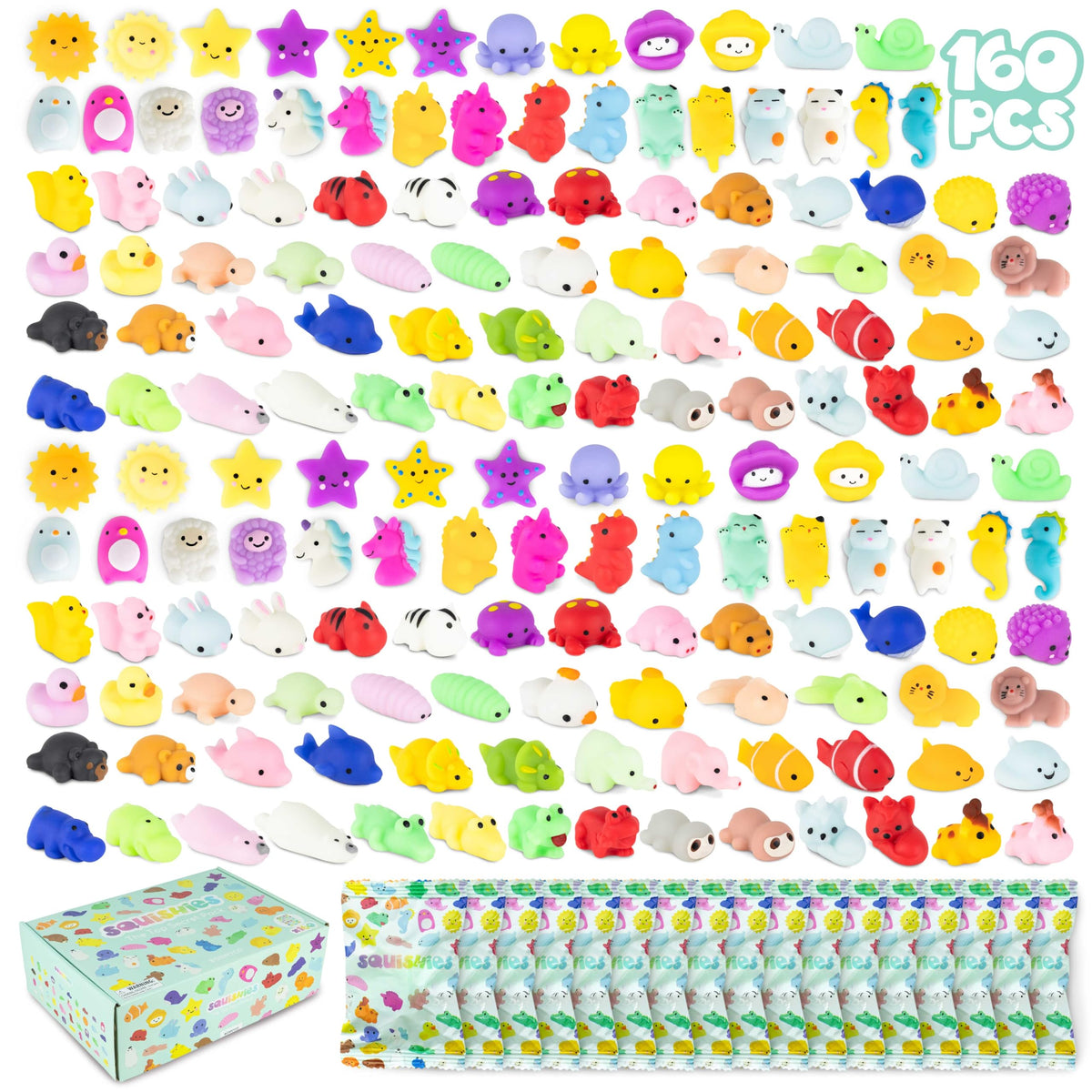 BONNYCO Mochi squishy toy bulk pack 160 for party favors