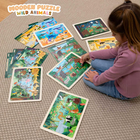 Bonnyco wooden puzzle pieces with unique shapes fit each spot correctly