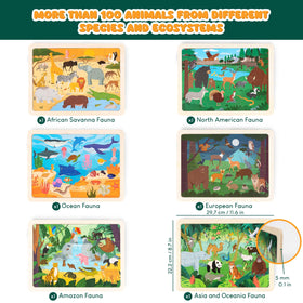 Bonnyco wooden puzzle North American fauna visual aids regional animal recognition