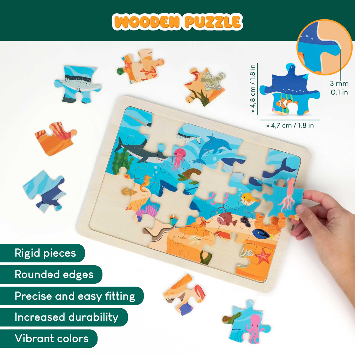 Bonnyco wooden puzzle Ocean fauna reveals marine species during play