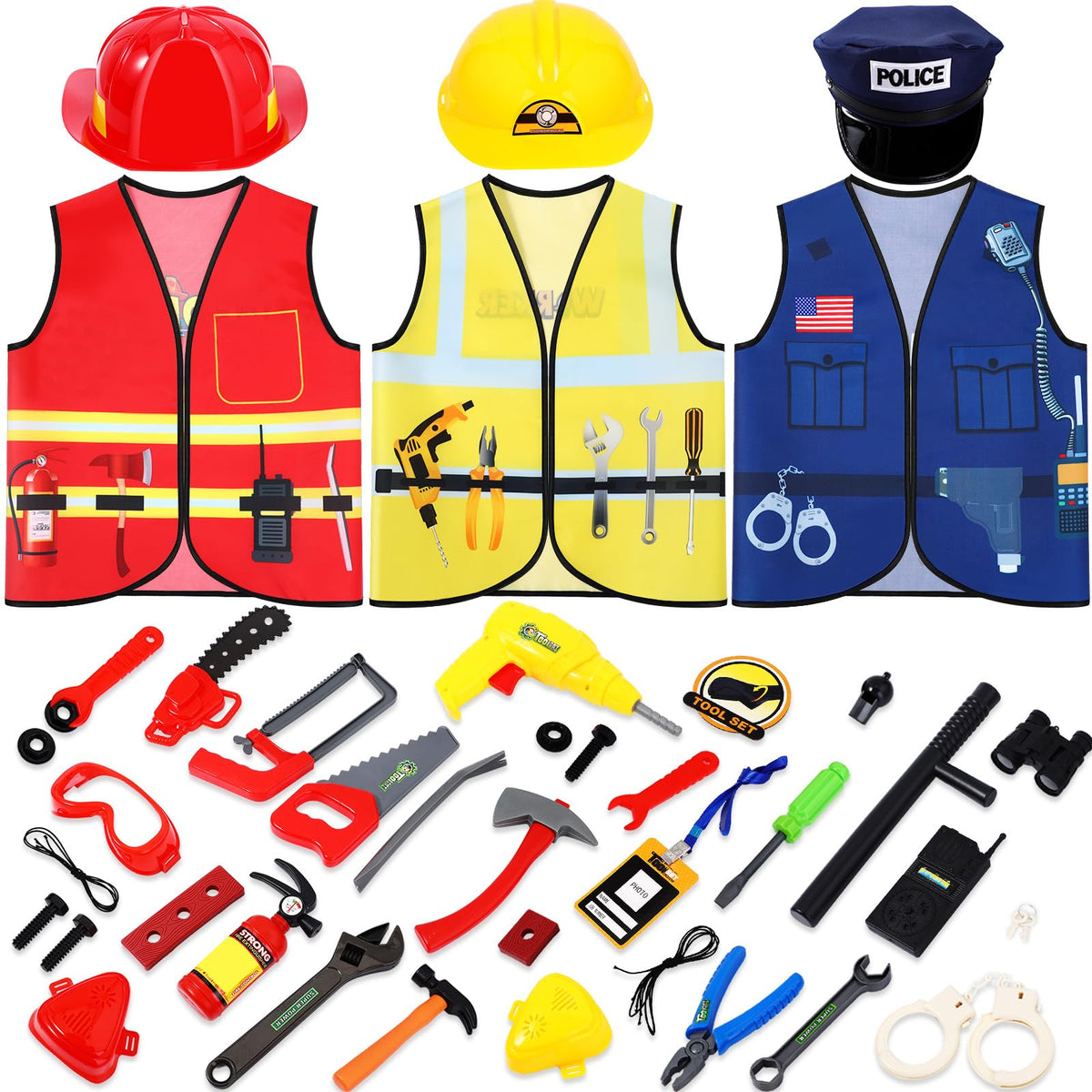 Bonuci police costume hat for kids, promotes imaginative role play and easy party recognition.