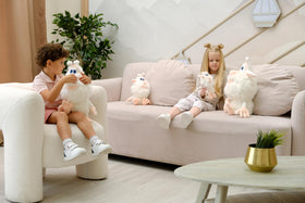 Booba kid-friendly playroom decor adds character to bedrooms and shelves.