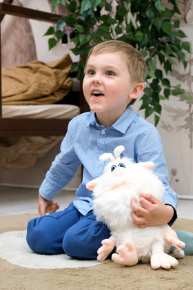 Booba ultra-soft plush fabric delivers gentle, durable cuddles.