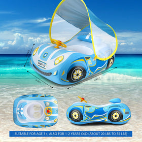 BOffer 3D car-shaped toddler float with steering wheel for playful water fun