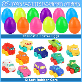 Boogem soft rubber car toys inside eggs promote safe, durable bath play.