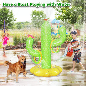 Boogem Sprinkler inflates with pump for quick backyard setup and safety.