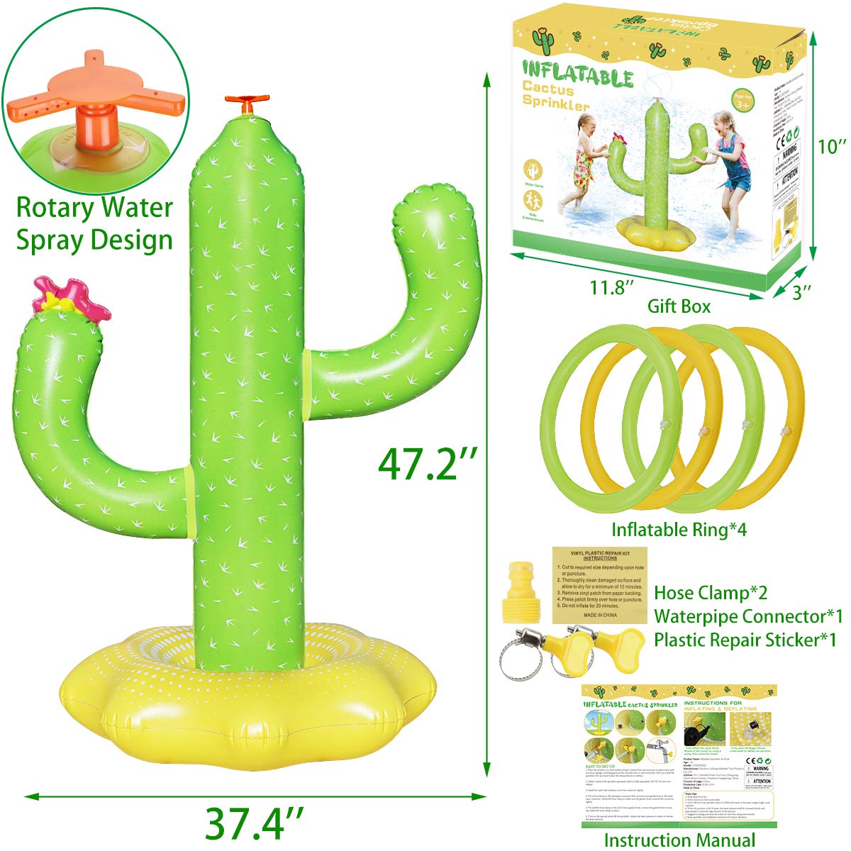 Boogem Sprinkler base-stable design keeps sprinkler upright during play.