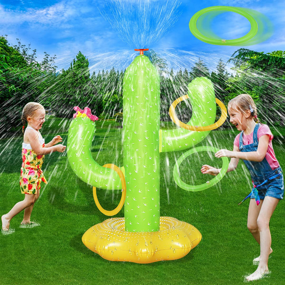 Boogem Sprinkler cactus four rings for outdoor cooling and playful water fun.