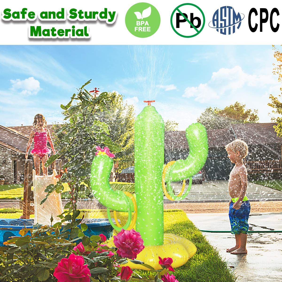 Boogem Sprinkler water-play setup enables lively outdoor games.