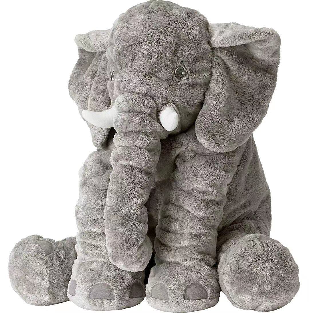 BOOJALOO giant elephant plush shows soft velvet fabric for cozy hugs.