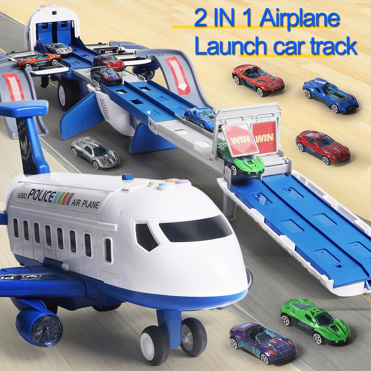 BoomCaCa airplane toy includes sound buttons for aviation ambience