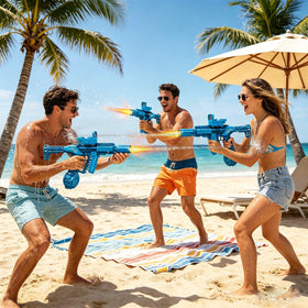 Adjustable 90-degree grip on BoomCaCa water gun for comfortable aiming.