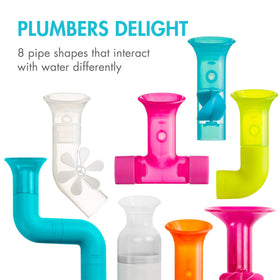 Pipes and Tubes chain setup for water flow play in tub