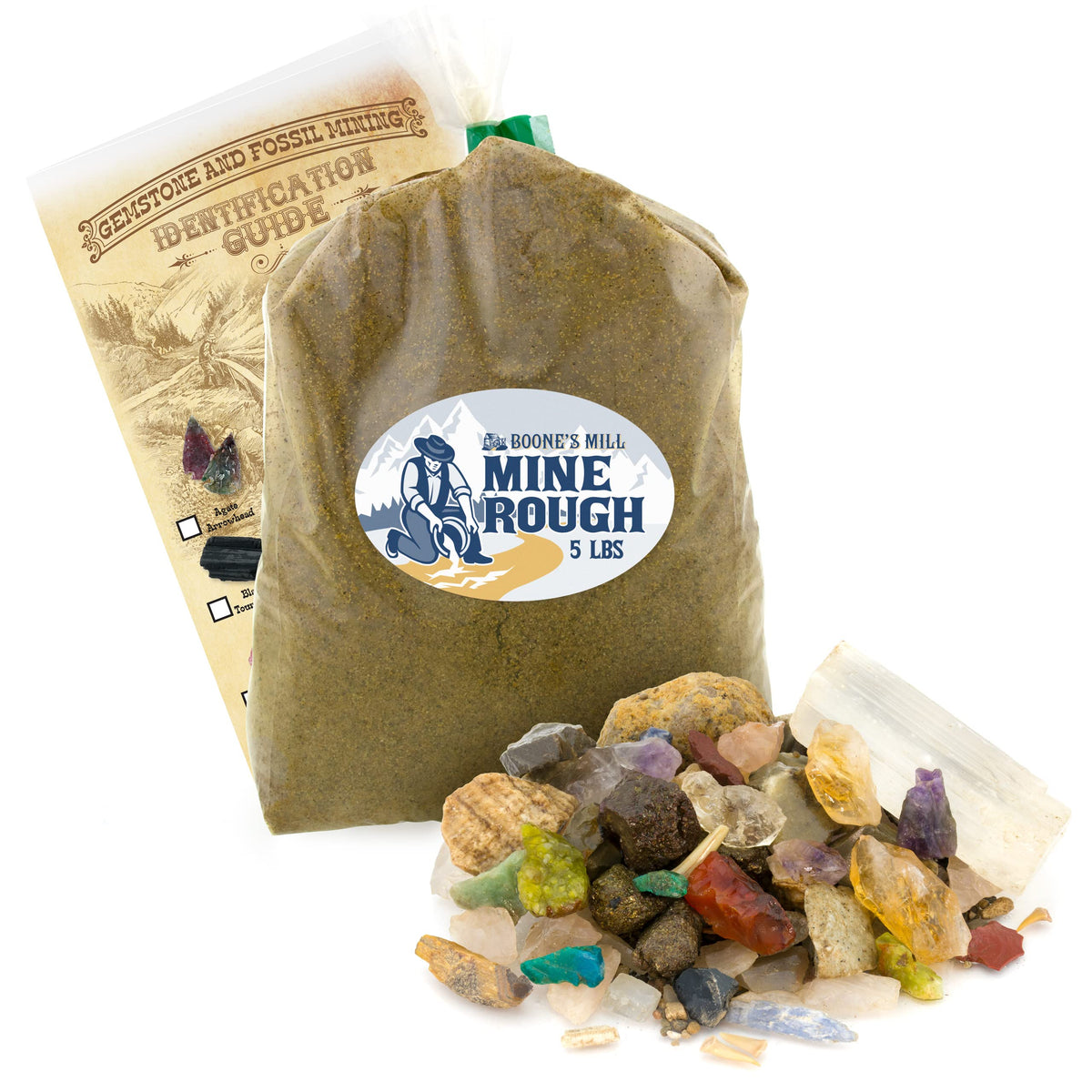 Boone's Mill gemstone paydirt bag open reveals treasure for curious kids and adults.