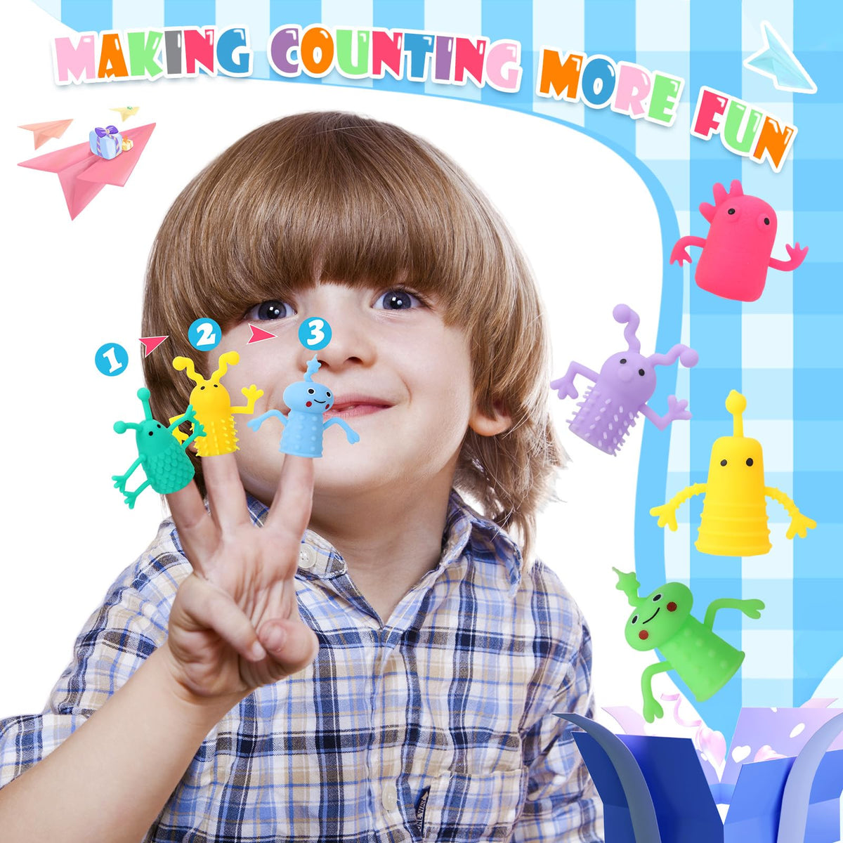 Booson monster finger puppet—soft rubber, easy to share during crafts