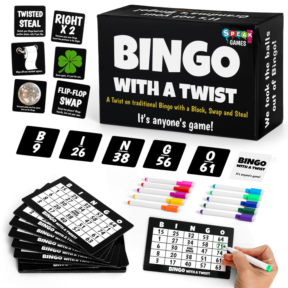 Boozie Bingo box contents showing Twist components for party night