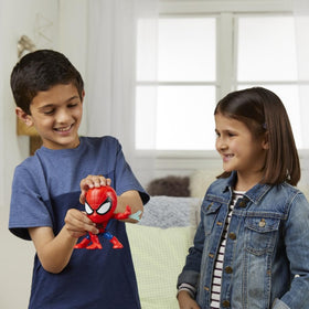 Bop It Marvel Spider-Man Edition age eight plus suitability.