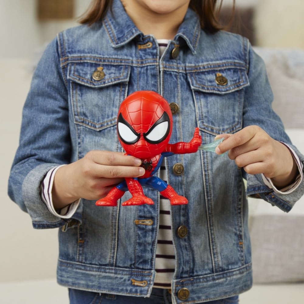 Bop It Marvel Spider-Man Edition voice clips amplify superhero vibe.