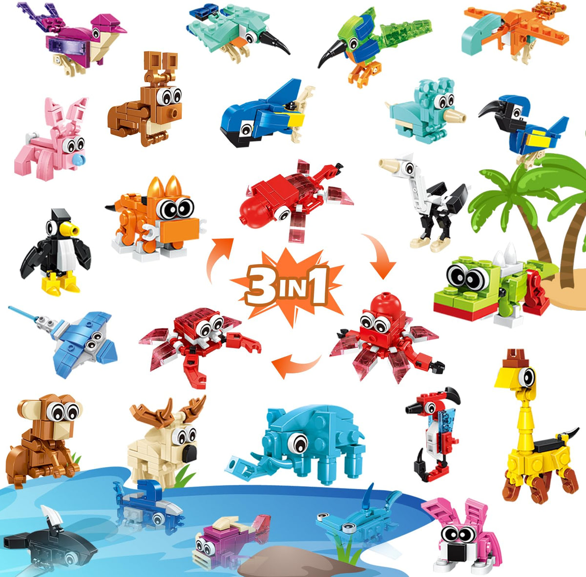 BOPEGOLO 24-pack mini animals giraffe blocks spark imaginative play.