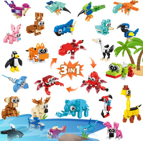 BOPEGOLO 24-pack mini animals giraffe blocks spark imaginative play.