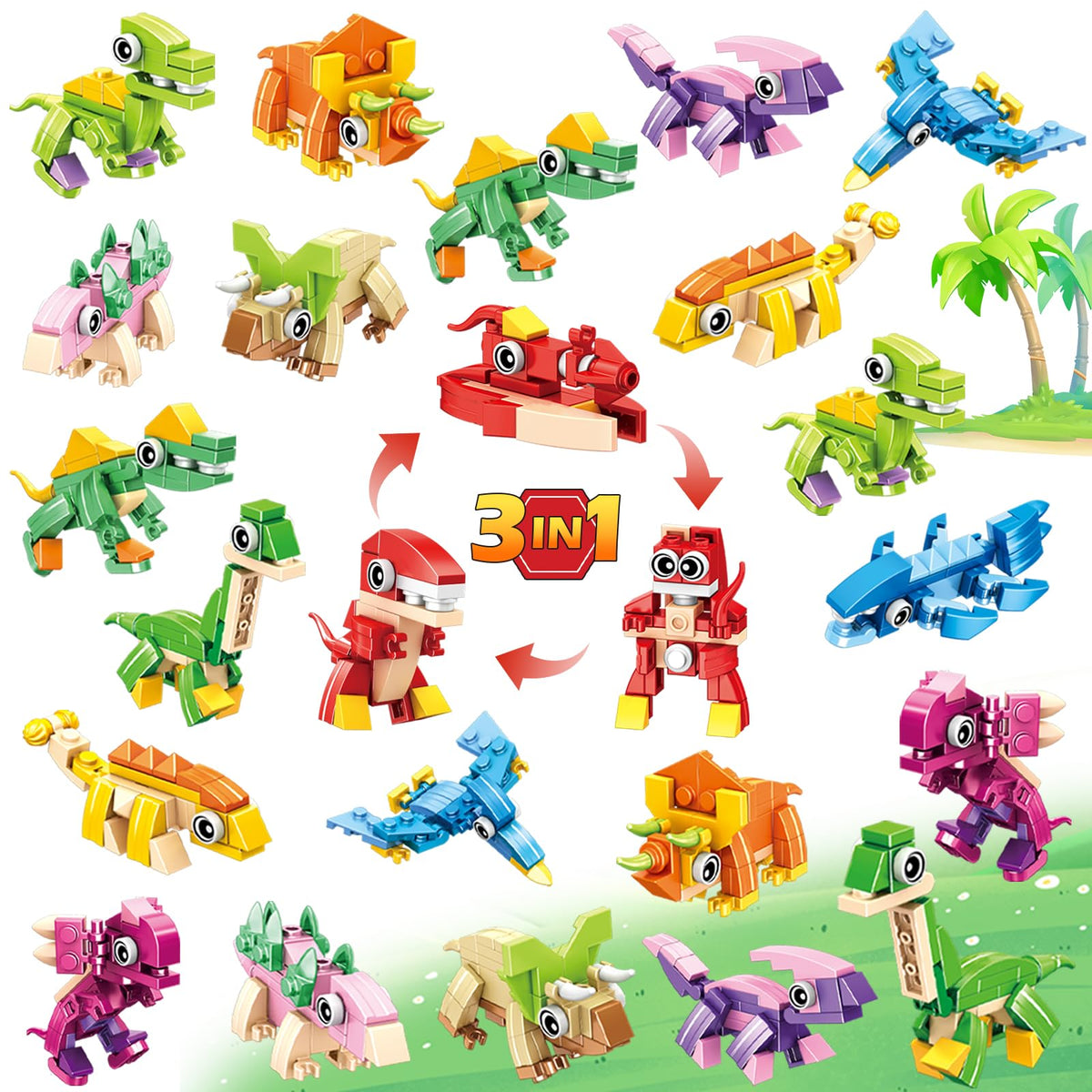 BOPEGOLO 24-pack Easter dinosaur blocks for classroom rewards.