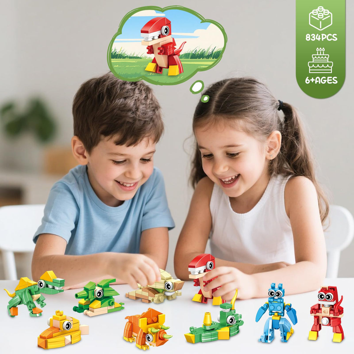 BOPEGOLO ages 6-12 dinosaur blocks spark creative play.