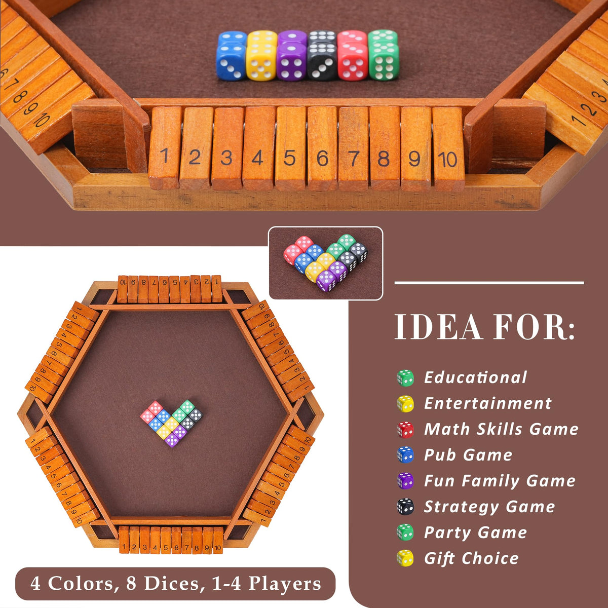 BOPIPA Shut The Box dice set for quick math practice.