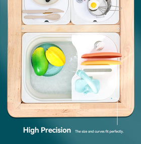 Bopoobo sensory sink includes drain rack for tidy storage of dishes.