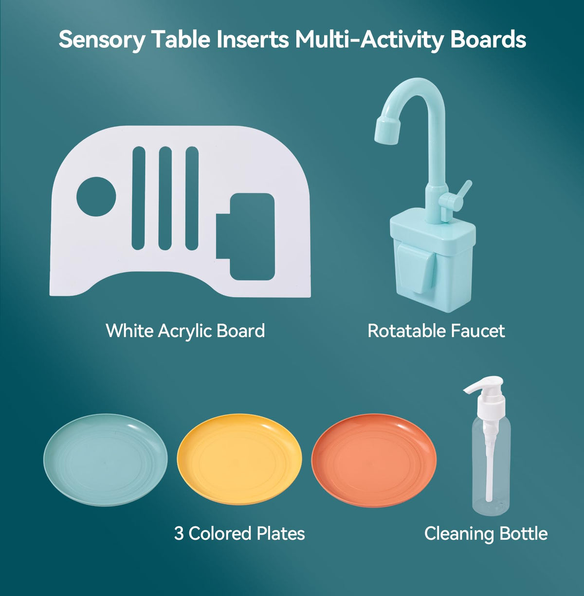Bopoobo sensory sink enables kids to wash cups and practice water flow control.
