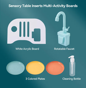 Bopoobo sensory sink enables kids to wash cups and practice water flow control.