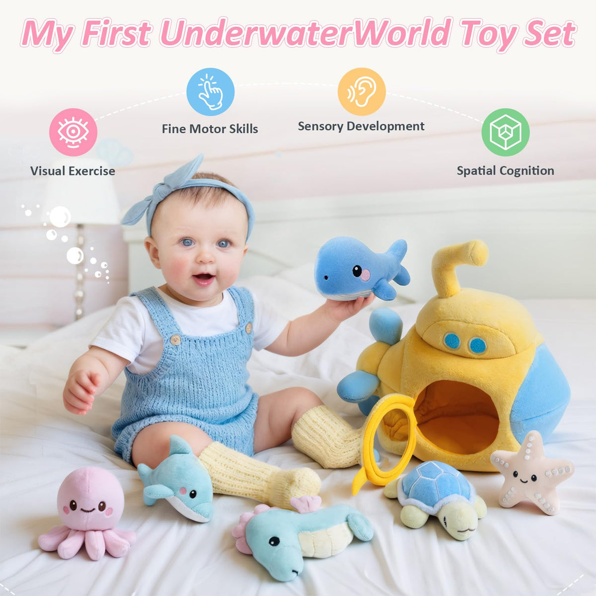 bopopo submarine dolphin: bright colors support visual tracking during play