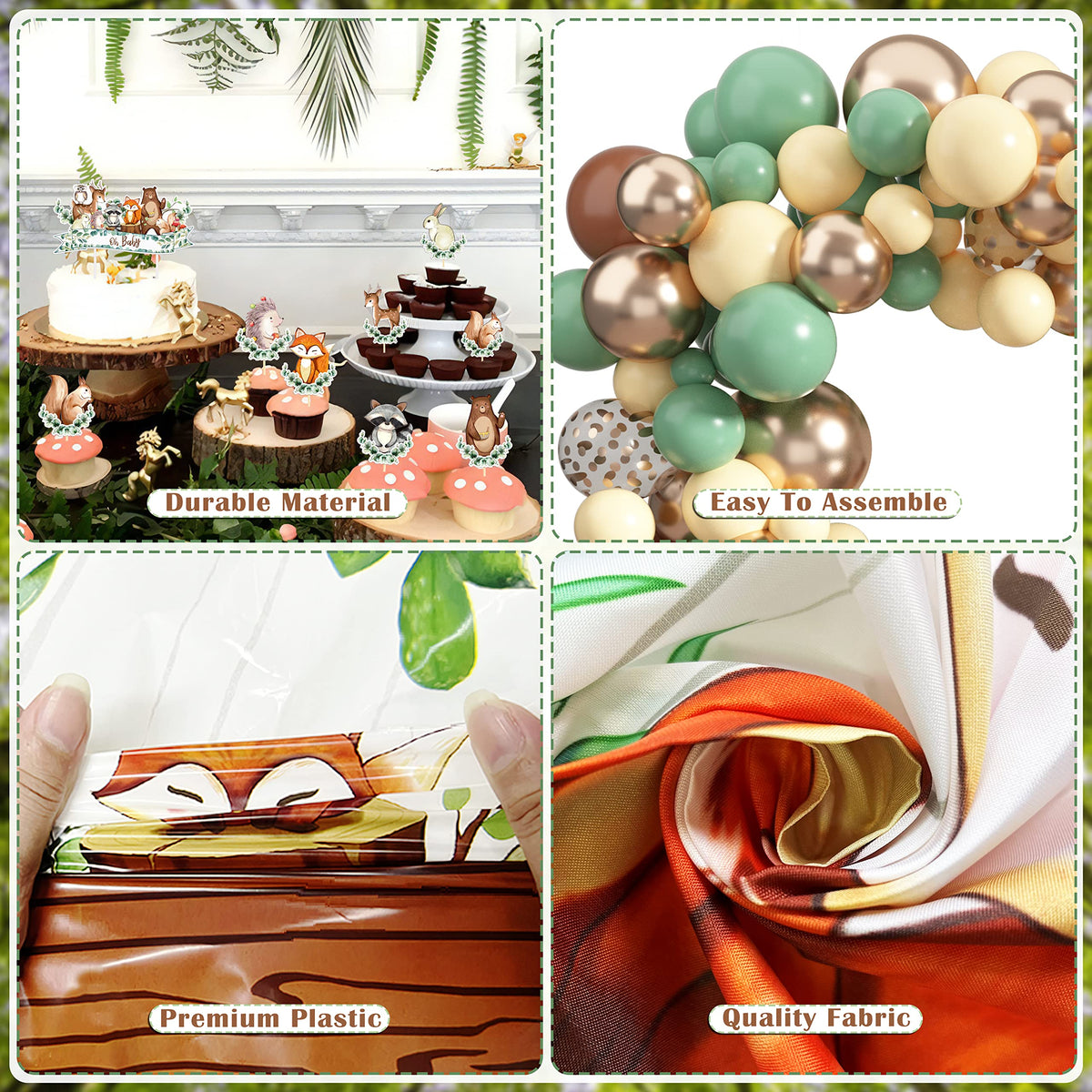 BORAMDO forest animal cake toppers add charming focal points.