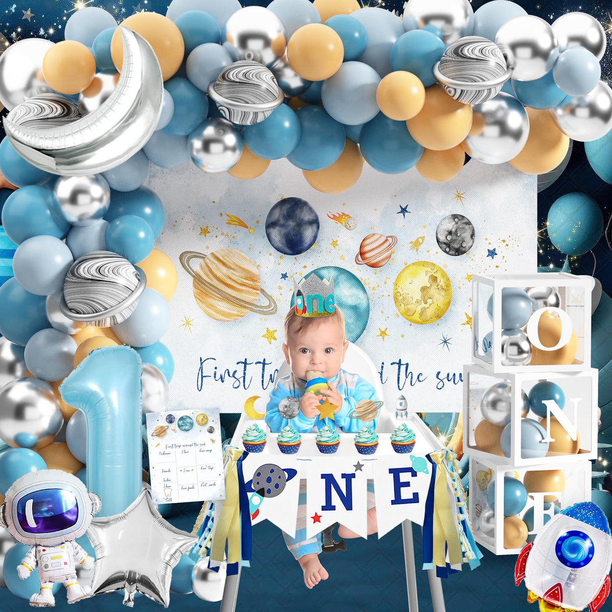 BORAMDO highchair banner and photo banner frame the birthday milestone