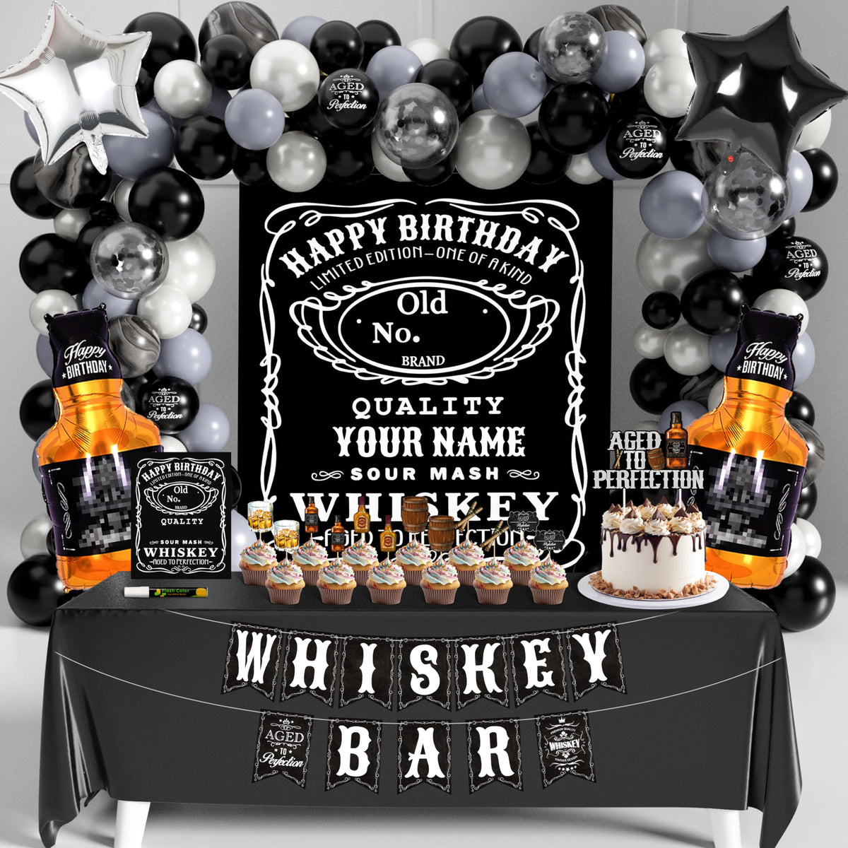 BORAMDO whiskey backdrop arch enhances party photos with an aged-to-perfection vibe.