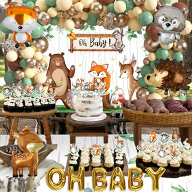 BORAMDO woodland animal foil balloons elevate table decor accents.
