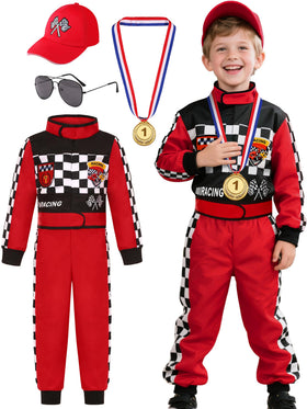 Bordazor kids race car driver bodysuit for authentic dress-up fun.