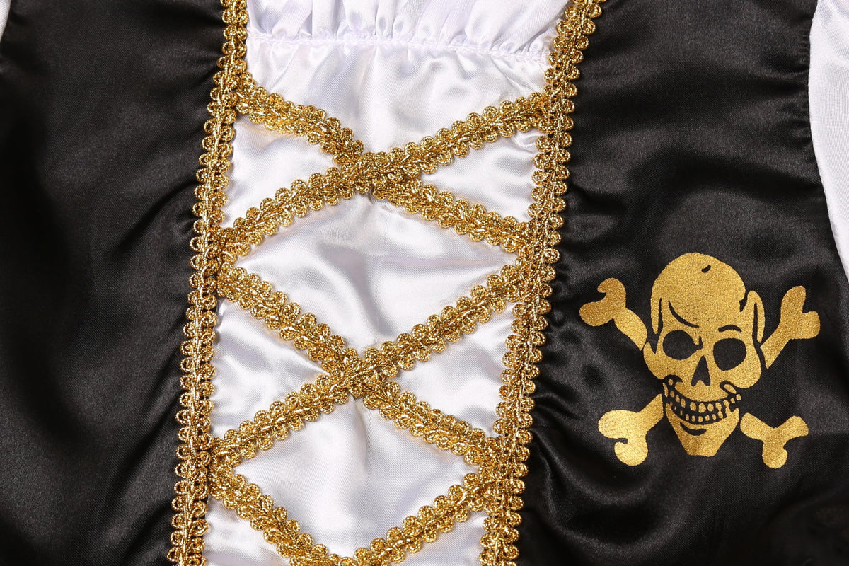 Bordazor pirate bodice with crisscross ribbons enhances detail.