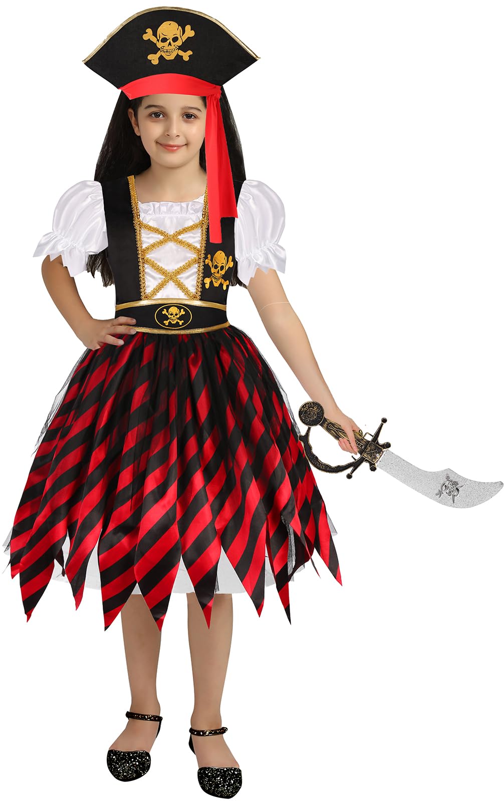 Bordazor pirate costume puff sleeves add playful movement and style.
