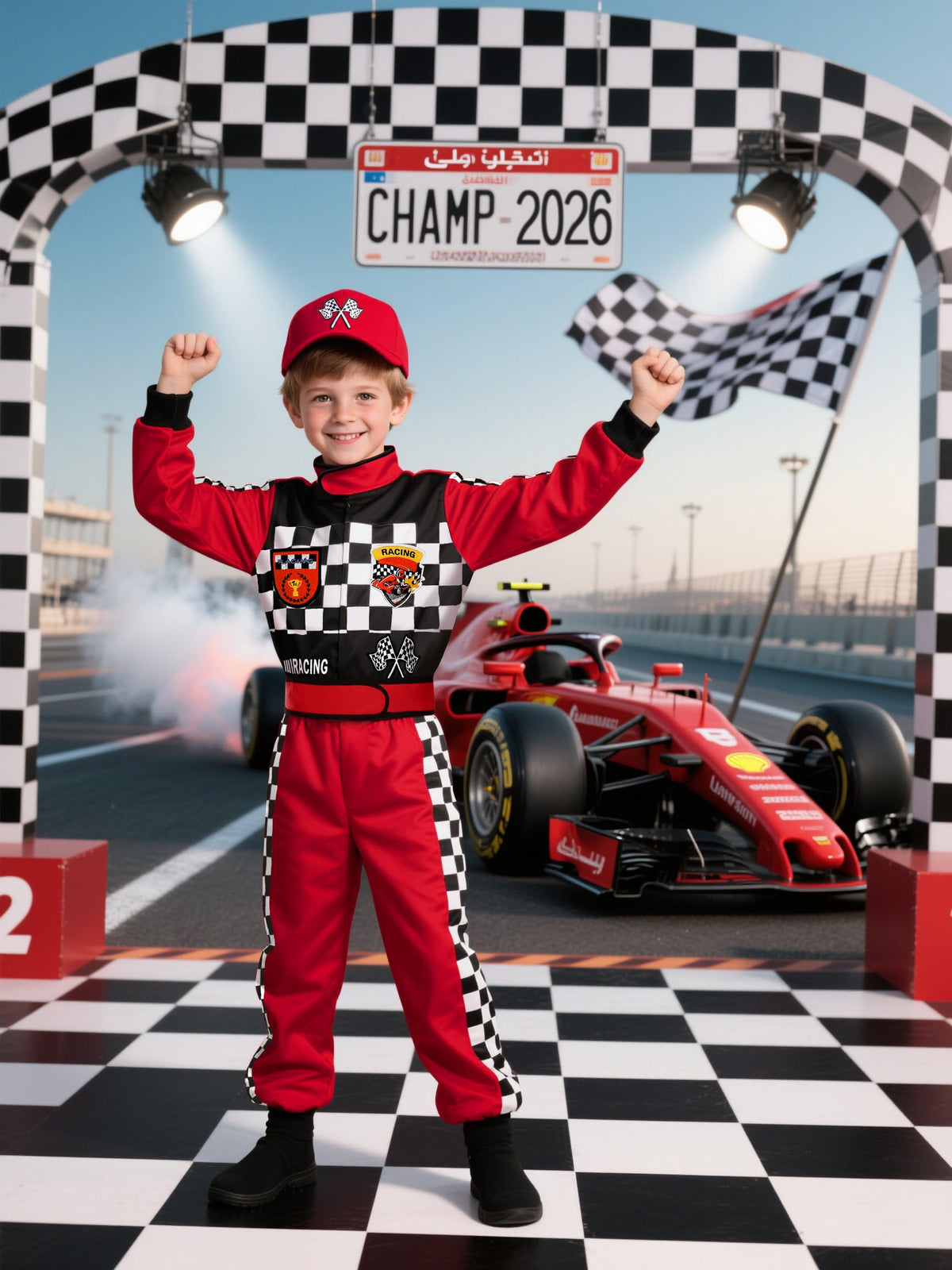 Bordazor Red checkered design with embroidery for sporty style
