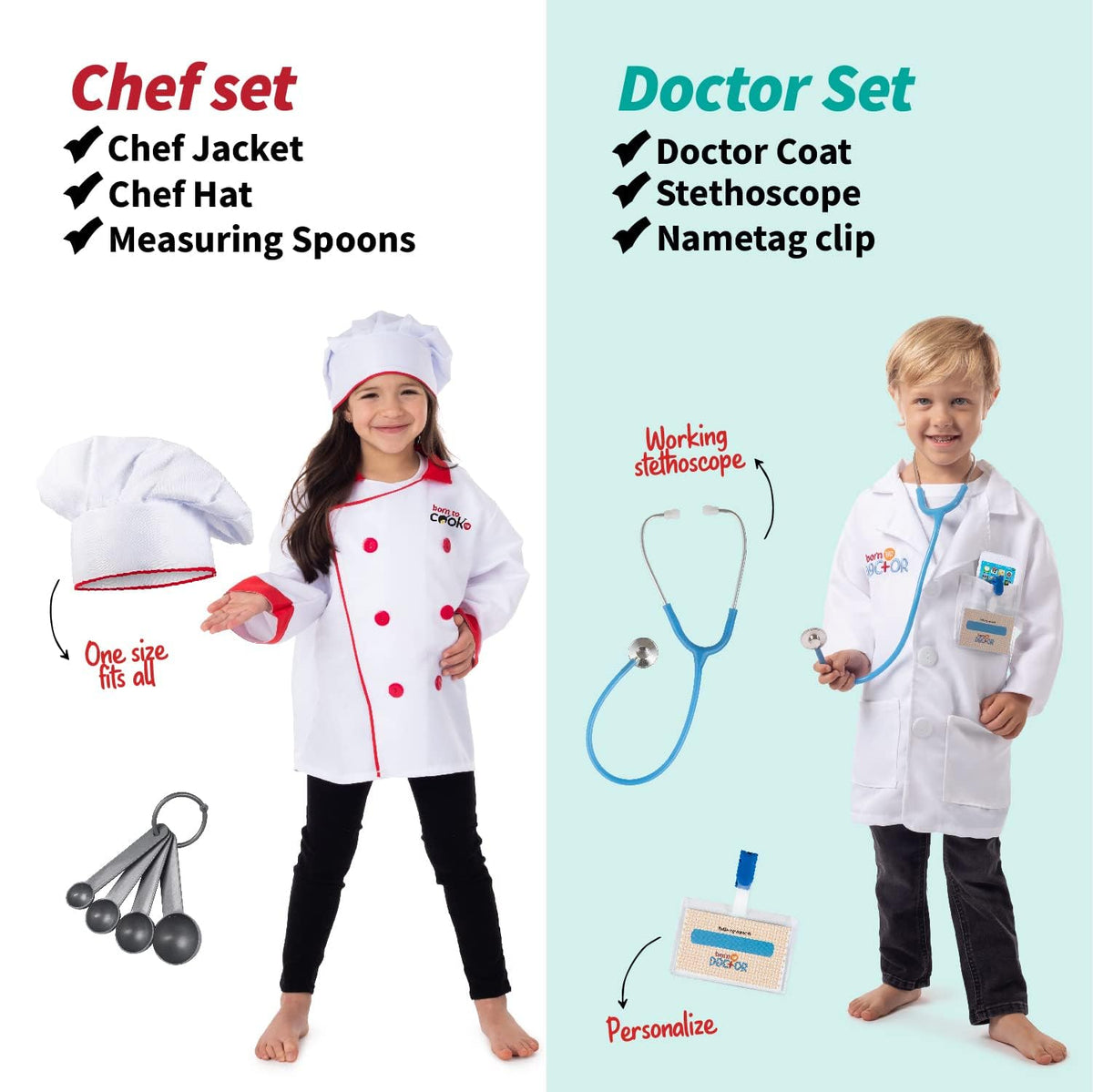 Born Toys 6-in-1 doctor costume supports nurturing pretend medical adventures