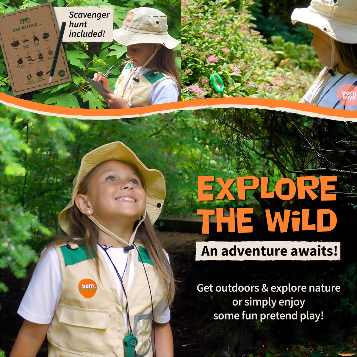 Born Toys Explorer costume flashlight, lights the way for after-dark explorations and stories.
