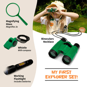 Born Toys Explorer costume magnifying glass, reveals tiny details during nature scavenger hunts.