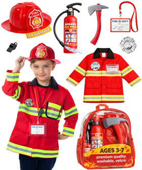 Born Toys firefighter coat and hat enable easy dressing for imaginative play adventures