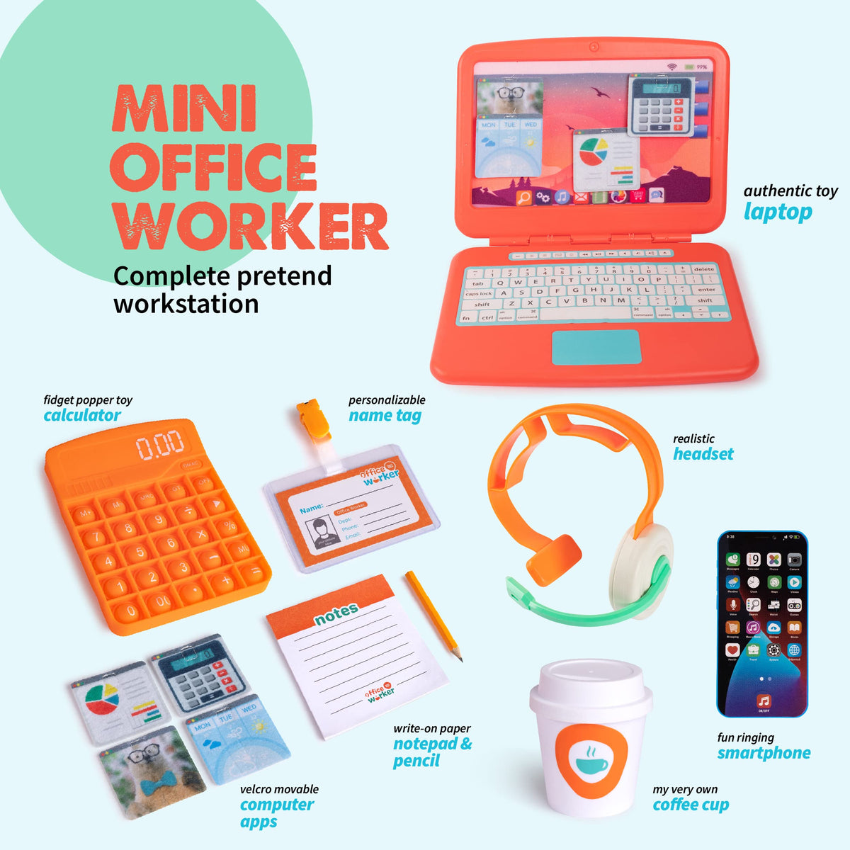 Born Toys Office headset promotes pretend meetings and smoother communication during playtime.